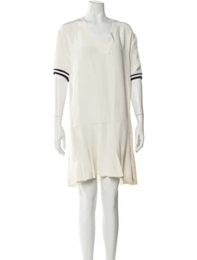 Pre-owned Kule V-neck Knee-length Dress In Neutral