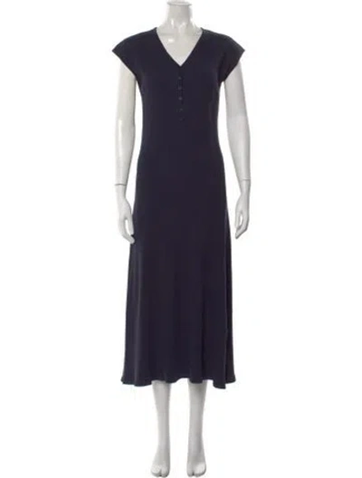 Pre-owned Kule V-neck Long Dress In Blue