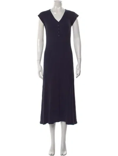 Pre-owned Kule V-neck Long Dress In Blue