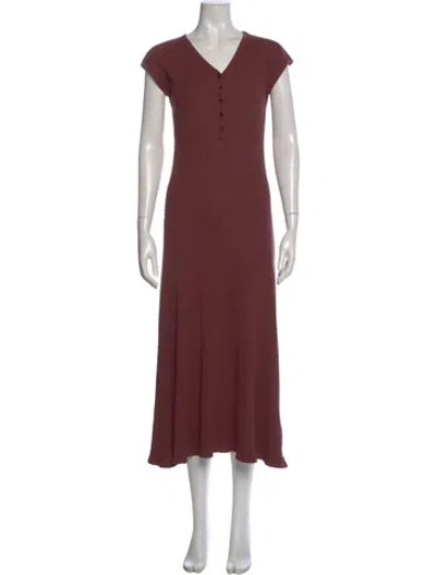 Pre-owned Kule V-neck Long Dress In Burgundy
