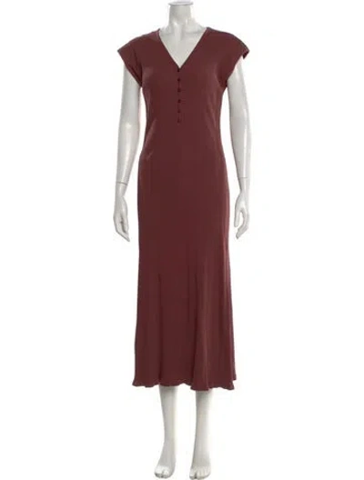 Pre-owned Kule V-neck Long Dress In Neutral
