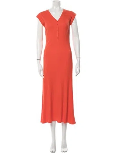 Pre-owned Kule V-neck Long Dress In Orange