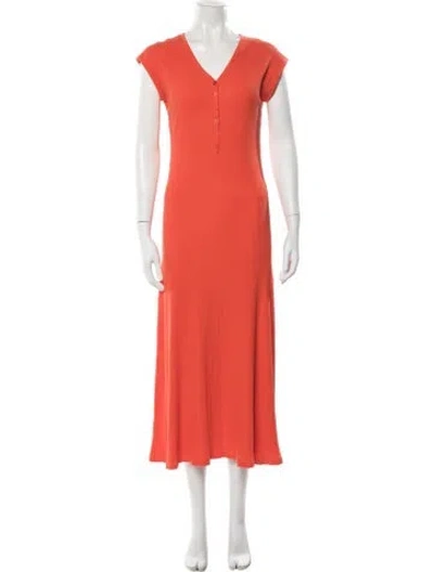 Pre-owned Kule V-neck Long Dress In Orange