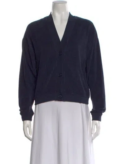 Pre-owned Kule V-neck Long Sleeve Top In Blue