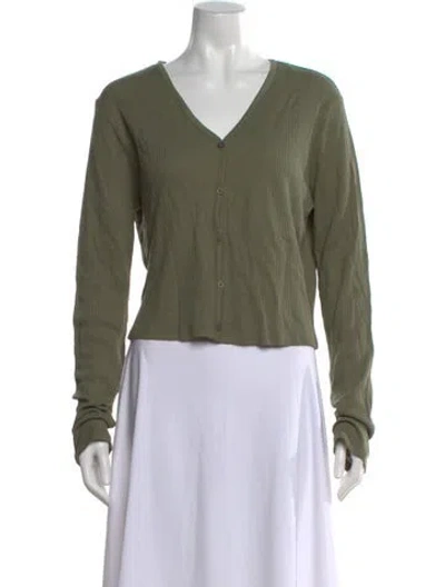 Pre-owned Kule V-neck Long Sleeve Top In Green