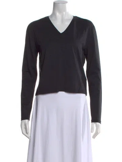 Pre-owned Kule V-neck Long Sleeve T-shirt In Black
