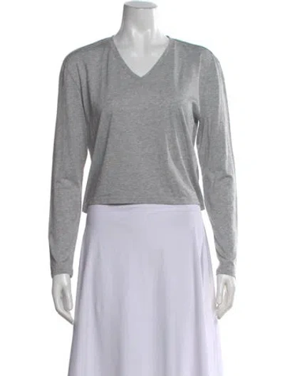 Pre-owned Kule V-neck Long Sleeve T-shirt In Gray