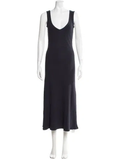 Pre-owned Kule V-neck Midi Length Dress In Blue