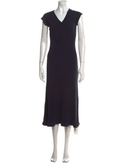 Pre-owned Kule V-neck Midi Length Dress In Blue
