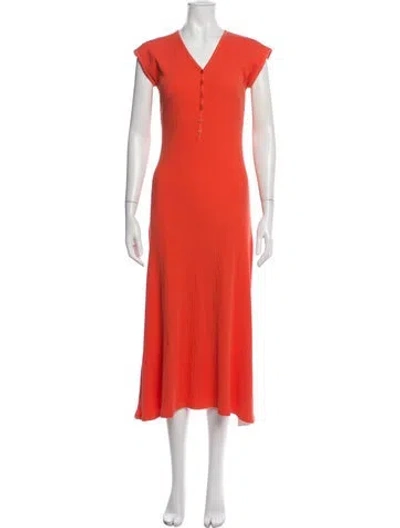 Pre-owned Kule V-neck Midi Length Dress W/ Tags In Orange