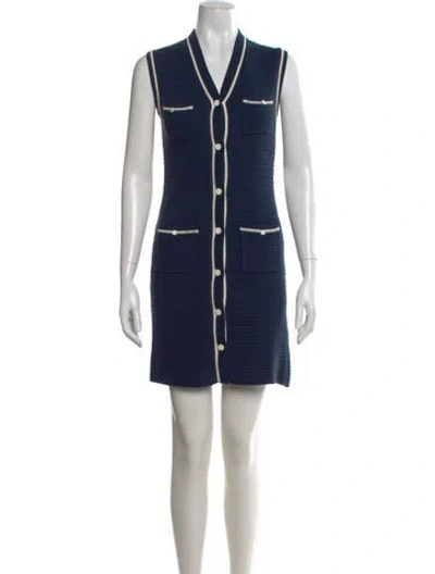 Pre-owned Kule V-neck Mini Dress In Blue