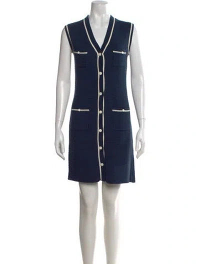 Pre-owned Kule V-neck Mini Dress In Blue