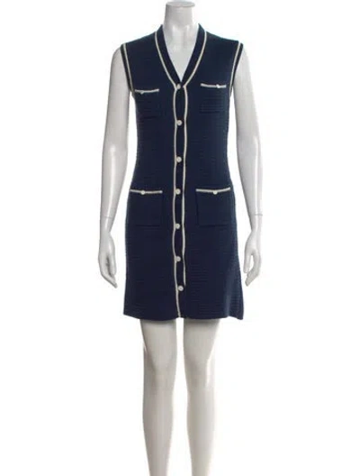 Pre-owned Kule V-neck Mini Dress In Blue