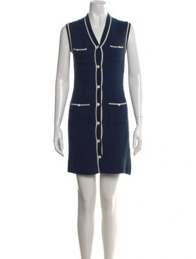 Pre-owned Kule V-neck Mini Dress In Blue