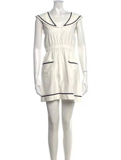 Pre-owned Kule V-neck Mini Dress In White