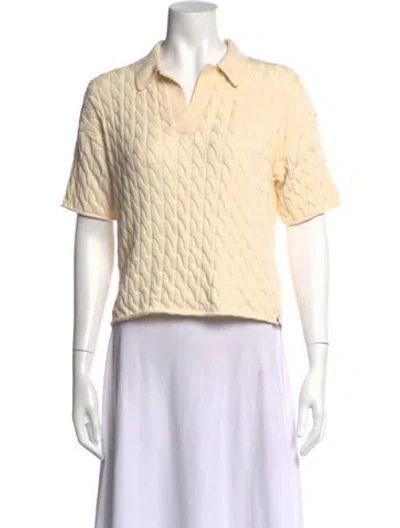 Pre-owned Kule V-neck Short Sleeve Polo In Neutrals