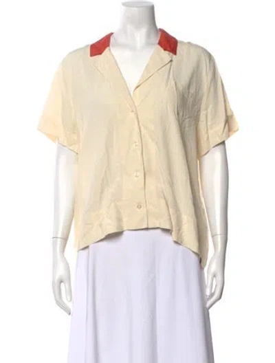 Pre-owned Kule V-neck Short Sleeve Top In Neutrals