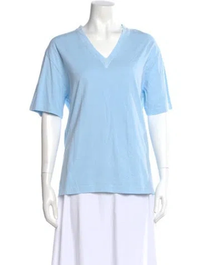 Pre-owned Kule V-neck Short Sleeve T-shirt In Blue