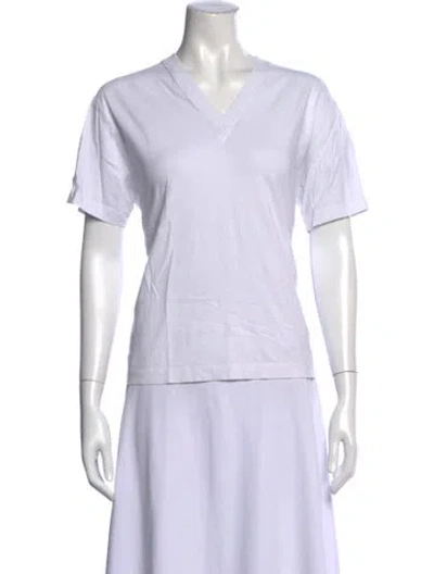 Pre-owned Kule V-neck Short Sleeve T-shirt In White