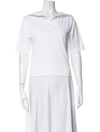 Pre-owned Kule V-neck Short Sleeve T-shirt In White
