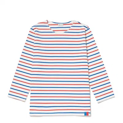 Kule Women's Classic Three-quarter Sleeves T-shirt In White True Blue Poppy In Multi