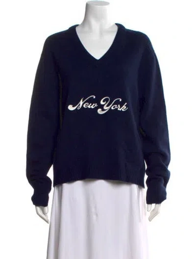 Pre-owned Kule Wool Graphic Print Sweater In Blue