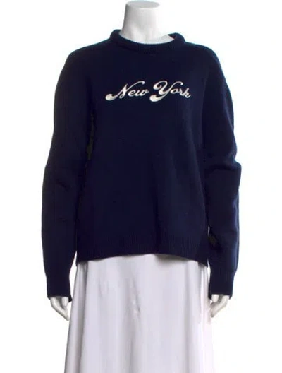 Pre-owned Kule Wool Graphic Print Sweater In Blue