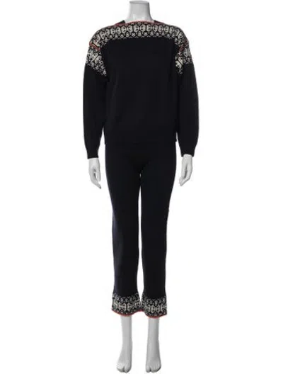 Pre-owned Kule Wool Patterned Pant Set In Black/blue