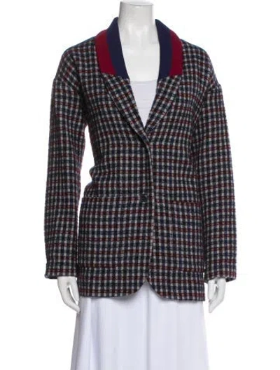 Pre-owned Kule Wool Plaid Print Blazer In Multi