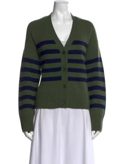 Pre-owned Kule Wool Striped Sweater In Green