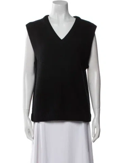 Pre-owned Kule Wool V-neck Sweater In Black