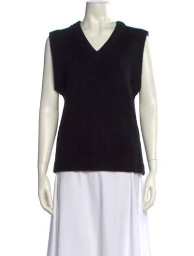 Pre-owned Kule Wool V-neck Sweater In Black