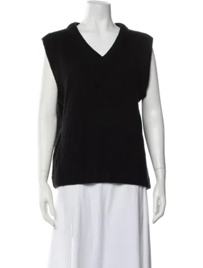 Pre-owned Kule Wool V-neck Sweater In Black