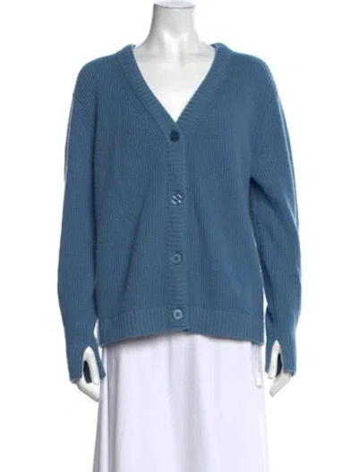 Pre-owned Kule Wool V-neck Sweater In Blue