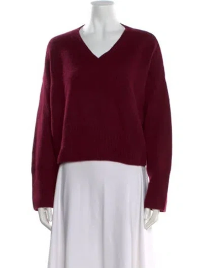 Pre-owned Kule Wool V-neck Sweater In Burgundy