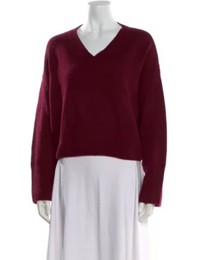 Pre-owned Kule Wool V-neck Sweater In Burgundy