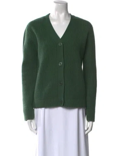 Pre-owned Kule Wool V-neck Sweater In Green