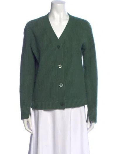 Pre-owned Kule Wool V-neck Sweater In Green