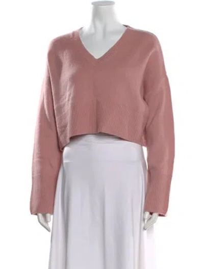 Pre-owned Kule Wool V-neck Sweater In Pink