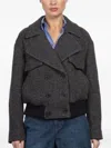 Kulson Bedford Buttoned-herringbone Jacket In Black