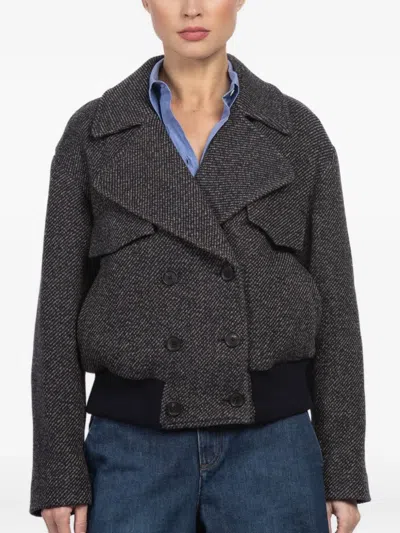 Kulson Bedford Buttoned-herringbone Jacket In Black