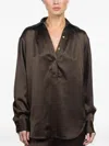 Kulson Emory Buttoned Long-sleeve Top In Brown