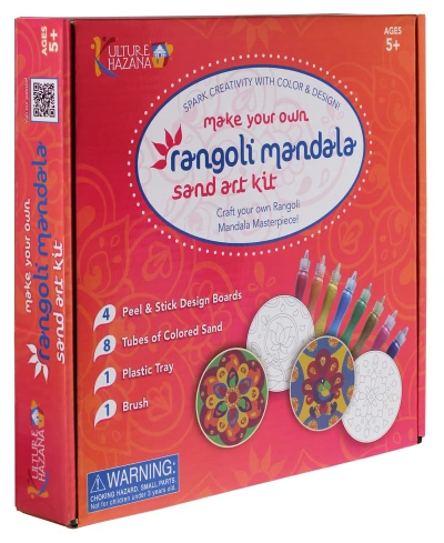 Kulture Khazana Kids' Make Your Own Rangoli Sand Art Kit, 4 Cardboard Coasters In Mutli