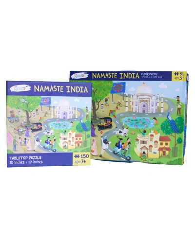 Kulture Khazana Kids' Namaste India Bundle Floor Puzzle, 51 Pieces Plus Tabletop Puzzle, 150 Pieces In Mutli