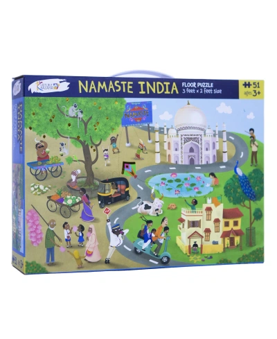 Kulture Khazana Kids' Namaste India Floor Puzzle, 51 Pieces In Mutli