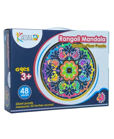 Kulture Khazana Kids' Rangoli Mandala Circular Floor Puzzle, 48 Pieces In Mutli