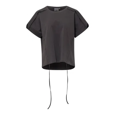 Kumann Yhj Gray Ponte Drawstring Detail T-shirt