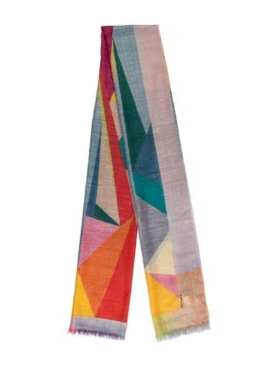 Pre-owned Kuna Baby Alpaca Printed Scarf In Yellow