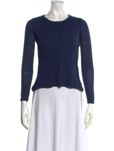 Pre-owned Kuna Baby Alpaca Scoop Neck Sweater In Blue