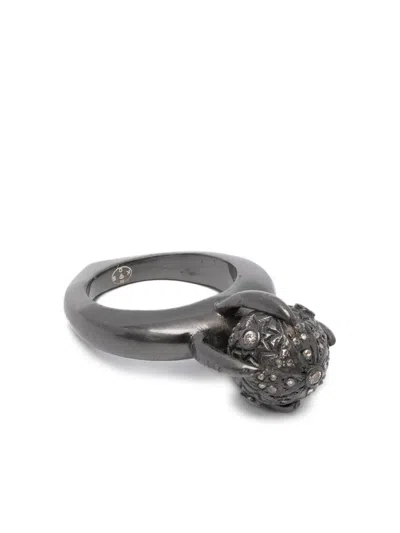 Kundo Diamond Embellished Ring In Black